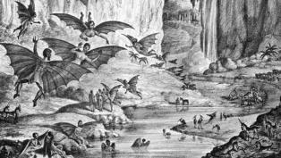 New York Sun life on Moon lithograph